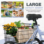 NAYSAYE Tricycle pliant pour adultes avec panier, cadre en acier pliable, grande capacité de charge pour le shopping et les voyages en extérieur, bleu, 53,54*23,23*39,49