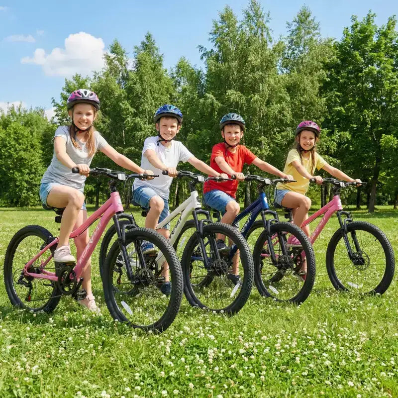 VTT NAYSAYE 24 pouces pour jeunes avec 7 vitesses, suspension avant, freins à disque pour garçons et filles, cyclisme en extérieur, blanc, 51,5*8*26,37