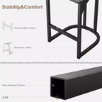 Lot de 2 tabourets de bar à hauteur de comptoir en suède avec dossier - Tabourets rembourrés de style moderne du milieu du siècle avec pieds en métal en forme de U pour îlot de cuisine