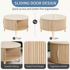 Table basse ronde JIONJOY avec plateau relevable et rangement, table d'appoint moderne de style rustique en bois naturel pour salon, petits espaces