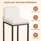 Lot de 2 tabourets de bar modernes en similicuir, hauteur comptoir avec dossier ergonomique et repose-pieds stable pour îlot de cuisine et pub