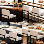Lot de 2 tabourets de bar modernes en similicuir, hauteur comptoir avec dossier ergonomique et repose-pieds stable pour îlot de cuisine et pub
