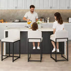 Lot de 2 tabourets de bar modernes en similicuir, hauteur comptoir avec dossier ergonomique et repose-pieds stable pour îlot de cuisine et pub