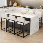 Lot de 2 tabourets de bar modernes en similicuir, hauteur comptoir avec dossier ergonomique et repose-pieds stable pour îlot de cuisine et pub