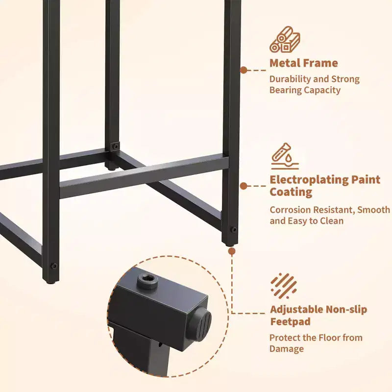 Lot de 2 tabourets de bar modernes en similicuir, hauteur comptoir avec dossier ergonomique et repose-pieds stable pour îlot de cuisine et pub