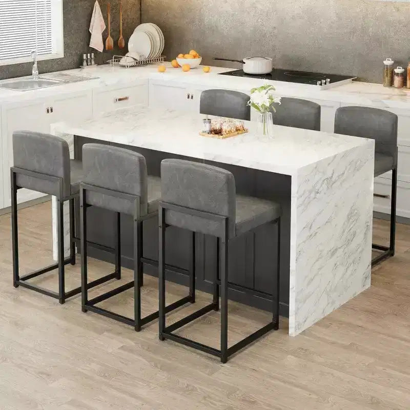 Lot de 2 tabourets de bar modernes en similicuir, hauteur comptoir avec dossier ergonomique et repose-pieds stable pour îlot de cuisine et pub