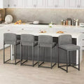 Set of 2 Modern Faux Leather Bar Stools, Counter Height with Ergonomic Back & Stable Footrest for Kitchen Island & Pub Use
