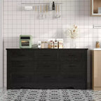Commode 59 po de large à 9 tiroirs, commode de chambre en bois de style Mid-Century Modern Farmhouse, meuble de rangement robuste avec dispositif anti-basculement