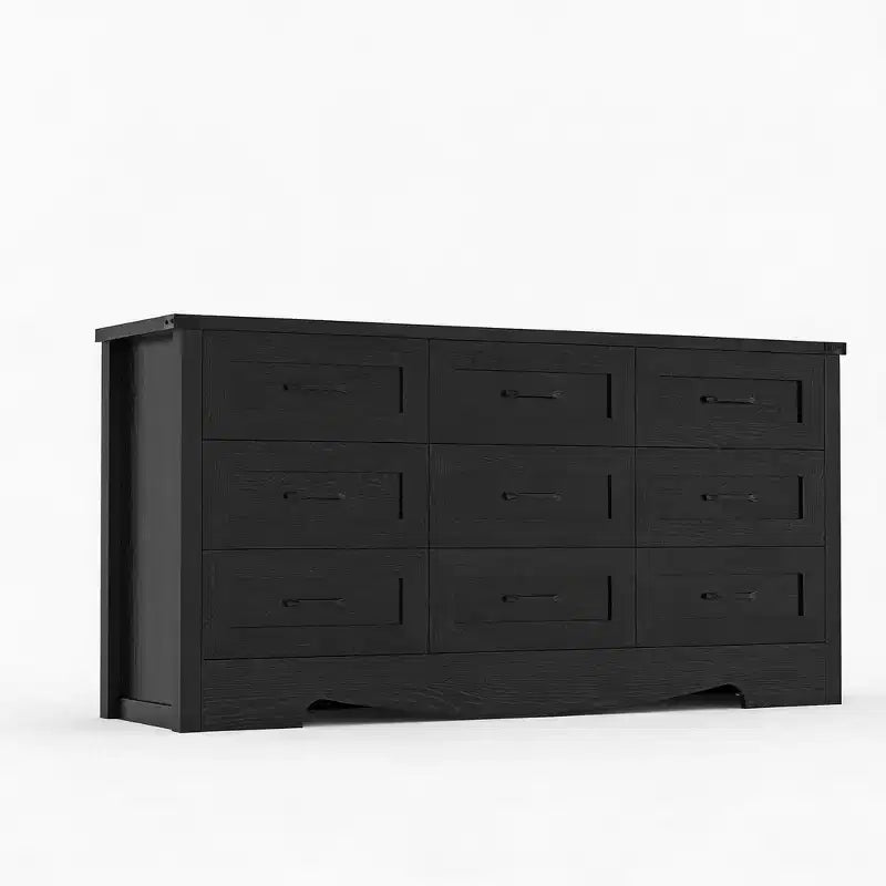 Commode 59 po de large à 9 tiroirs, commode de chambre en bois de style Mid-Century Modern Farmhouse, meuble de rangement robuste avec dispositif anti-basculement