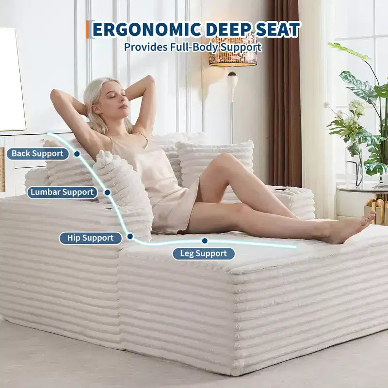Chauffeuse moderne en velours côtelé de 152 cm avec ports USB et porte-gobelets, canapé inclinable avec coussins pour salon, appartement et bureau