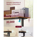 Bureau Debout Électrique VASAGLE, Bureau Réglable en Hauteur, Rappel Sédentarité, 4 Hauteurs Mémorisables, pour Bureau à Domicile, 120 x 60 cm