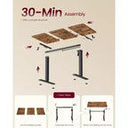 Bureau Debout Électrique VASAGLE, Bureau Réglable en Hauteur, Rappel Sédentarité, 4 Hauteurs Mémorisables, pour Bureau à Domicile, 120 x 60 cm