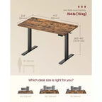 Bureau Debout Électrique VASAGLE, Bureau Réglable en Hauteur, Rappel Sédentarité, 4 Hauteurs Mémorisables, pour Bureau à Domicile, 120 x 60 cm