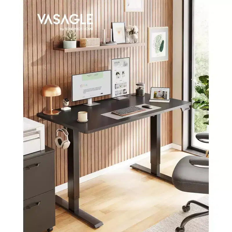 Bureau Debout Électrique VASAGLE, Bureau Réglable en Hauteur, Rappel Sédentarité, 4 Hauteurs Mémorisables, pour Bureau à Domicile, 120 x 60 cm