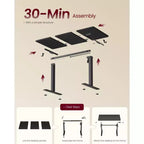 Bureau Debout Électrique VASAGLE, Bureau Réglable en Hauteur, Rappel Sédentarité, 4 Hauteurs Mémorisables, pour Bureau à Domicile, 120 x 60 cm