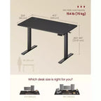 Bureau Debout Électrique VASAGLE, Bureau Réglable en Hauteur, Rappel Sédentarité, 4 Hauteurs Mémorisables, pour Bureau à Domicile, 120 x 60 cm