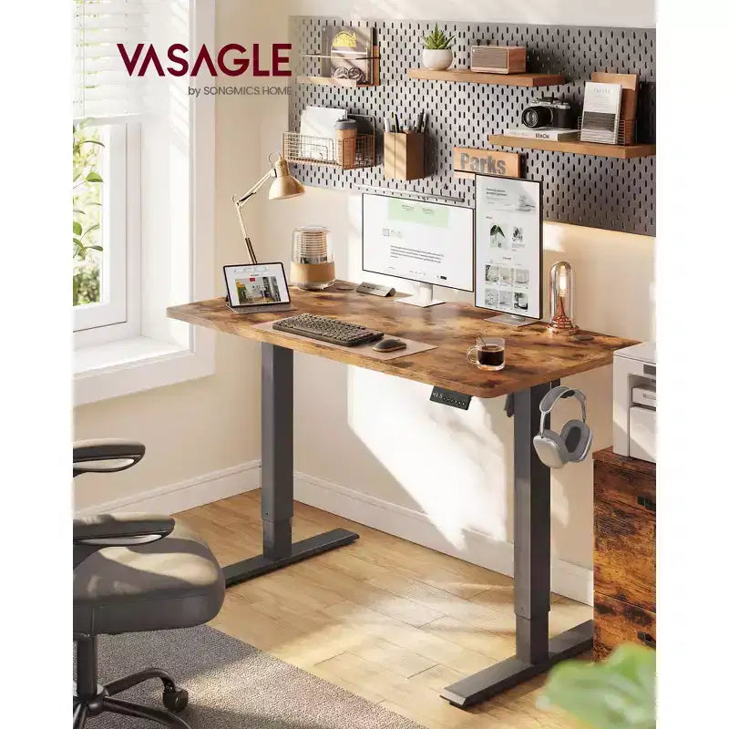 Bureau Debout Électrique VASAGLE, Bureau Réglable en Hauteur, Rappel Sédentarité, 4 Hauteurs Mémorisables, pour Bureau à Domicile, 120 x 60 cm
