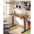Bureau Debout Électrique VASAGLE, Bureau Réglable en Hauteur, Rappel Sédentarité, 4 Hauteurs Mémorisables, pour Bureau à Domicile, 120 x 60 cm