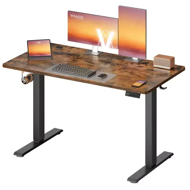 Bureau Debout Électrique VASAGLE, Bureau Réglable en Hauteur, Rappel Sédentarité, 4 Hauteurs Mémorisables, pour Bureau à Domicile, 120 x 60 cm