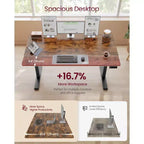 VASAGLE Bureau debout électrique, bureau à hauteur réglable, rappel de sédentarité, 4 hauteurs mémorisables, pour bureau à domicile, 140 x 70 cm