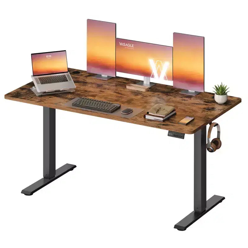 VASAGLE Bureau debout électrique, bureau à hauteur réglable, rappel de sédentarité, 4 hauteurs mémorisables, pour bureau à domicile, 140 x 70 cm