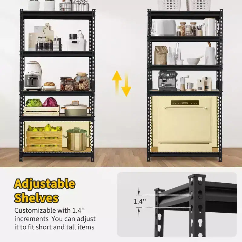 Étagère de rangement en métal robuste, résistante à la rouille, montage facile, étagère utilitaire réglable pour garage, entrepôt, cellier, placard, sous-sol, cuisine