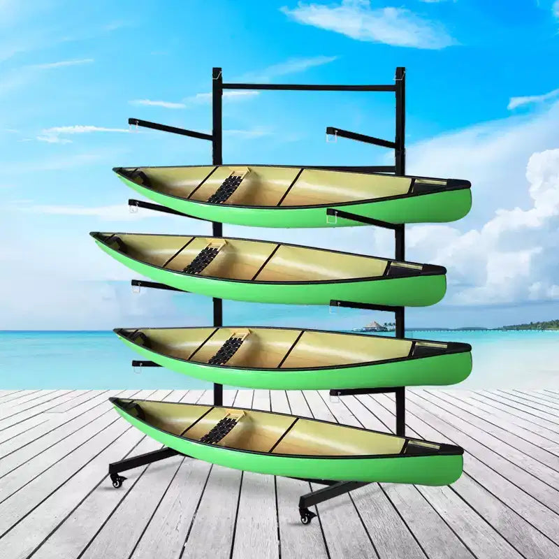 Support de rangement pour kayak robuste pour garage et extérieur, support de kayak autoportant avec roues pour kayak, canoë, planche de surf, paddleboard