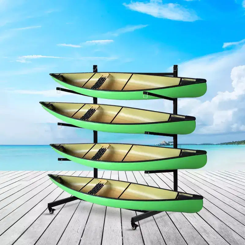 Support de rangement pour kayak robuste pour garage et extérieur, support de kayak autoportant avec roues pour kayak, canoë, planche de surf, paddleboard