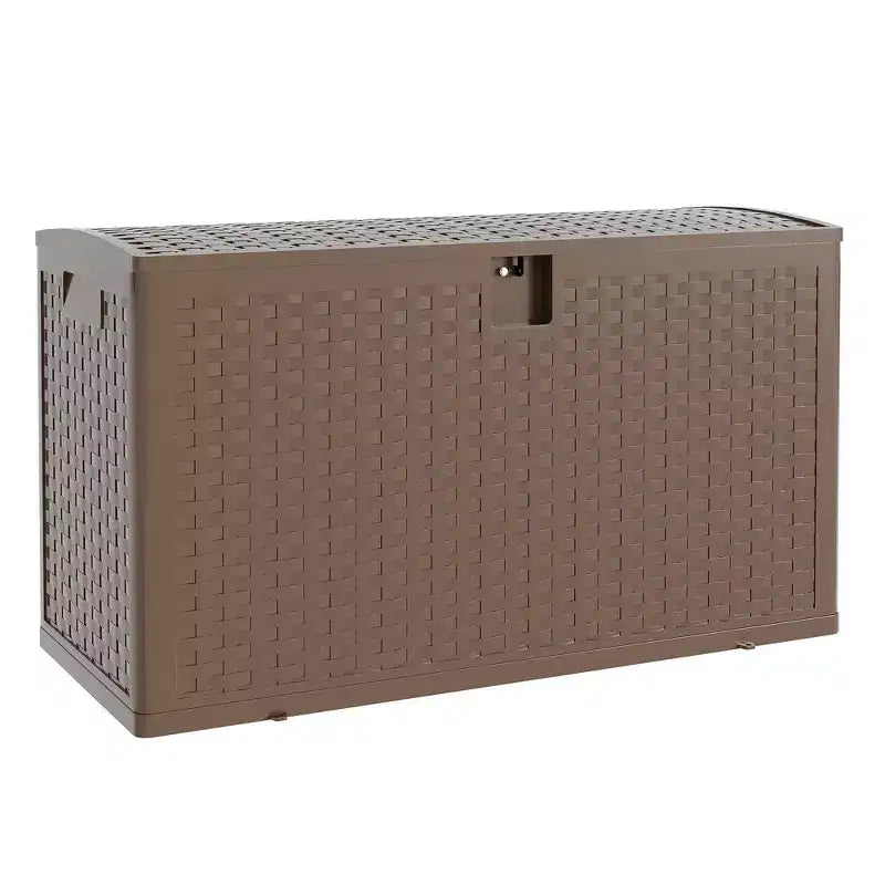 Acekool Waterproof 100-Gallon Resin Deck Box  Lockable Storage Container for Cushions, Garden Tools, Pool Accessories, Brown