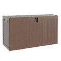 Acekool Waterproof 100-Gallon Resin Deck Box  Lockable Storage Container for Cushions, Garden Tools, Pool Accessories, Brown