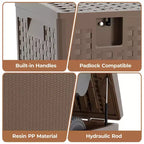 Boîte de rangement de terrasse en résine Acekool étanche de 378 litres avec serrure pour coussins, outils de jardin, accessoires de piscine, marron