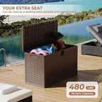 Boîte de rangement de terrasse en résine Acekool étanche de 378 litres avec serrure pour coussins, outils de jardin, accessoires de piscine, marron