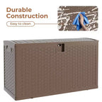 Boîte de rangement de terrasse en résine Acekool étanche de 378 litres avec serrure pour coussins, outils de jardin, accessoires de piscine, marron