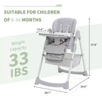 Chaise Haute Bébé Multifonctionnelle avec Hauteur et Inclinaison Réglables, Pliable pour Bébés et Tout-Petits