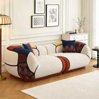 Dyonery 104 Oversized Modern Curved Sofa, 4-Seat Chenille Couch for Living Room Apartment, Minimalist Boneless Sectional Floor Lounge Couches.