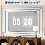 Meuble TV de style moderne du milieu du siècle de 63 pouces pour téléviseurs jusqu'à 65/70 pouces, console multimédia marron rustique à 3 niveaux avec station de charge pour entrée et salon