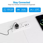 Meuble TV avec 10 tiroirs en tissu pour téléviseurs de 65/70/75 pouces, meuble de divertissement de 160 cm de large avec lumières LED et prises de courant