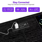 Meuble TV avec 10 tiroirs en tissu pour téléviseurs de 65/70/75 pouces, meuble de divertissement de 160 cm de large avec lumières LED et prises de courant