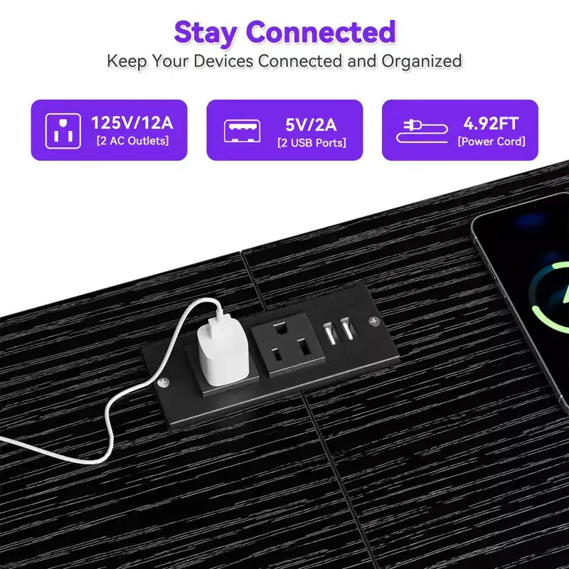 Meuble TV avec 10 tiroirs en tissu pour téléviseurs de 65/70/75 pouces, meuble de divertissement de 160 cm de large avec lumières LED et prises de courant