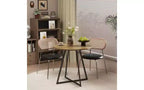 Table à manger ronde de 80 cm, petite table de cuisine avec pieds en métal noir pour 2 à 4 personnes, marron