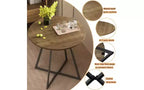 Table à manger ronde de 80 cm, petite table de cuisine avec pieds en métal noir pour 2 à 4 personnes, marron