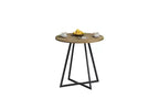 Table à manger ronde de 80 cm, petite table de cuisine avec pieds en métal noir pour 2 à 4 personnes, marron