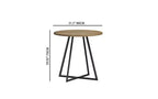 Table à manger ronde de 80 cm, petite table de cuisine avec pieds en métal noir pour 2 à 4 personnes, marron