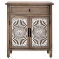GDFStudio Lindiwe Rustic 27 Wooden Accent Cabinet with 2 Doors and 1 Drawer with Rubberwood Legs