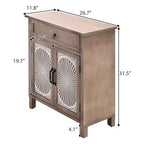GDFStudio Lindiwe Armoire d'appoint rustique en bois à 2 portes et 1 tiroir avec pieds en bois d'hévéa