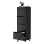 4 Drawer Metal Locking Vertical File Cabinet on Wheels, Heavy-Duty Lockable Cabinet