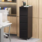 Meuble de classement vertical à 4 tiroirs en métal verrouillable sur roulettes, armoire verrouillable robuste