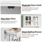 Garde-manger de cuisine de ferme 72 po avec portes vitrées et tiroir, grand buffet de rangement en bois avec étagères réglables et comptoir ouvert