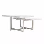 Table basse Brielle en faux marbre blanc, cadre en métal MDF à deux niveaux avec pieds réglables pour petit salon