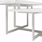 Table basse Brielle en faux marbre blanc, cadre en métal MDF à deux niveaux avec pieds réglables pour petit salon